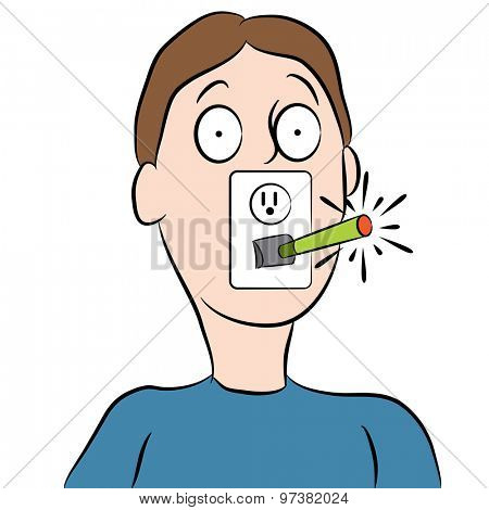 An image of a man smoking an abstract e-cigarette.