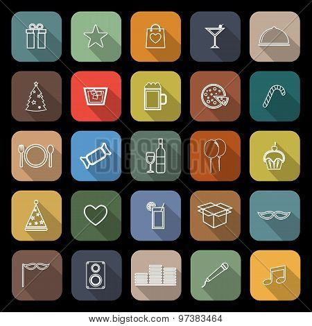 Party Line Flat Icons With Long Shadow