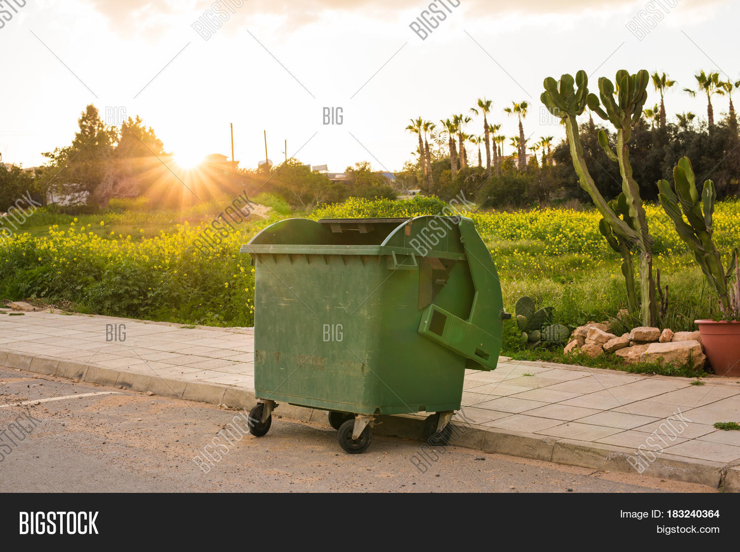 City Trash Cans. Green Image & Photo (Free Trial) Bigstock