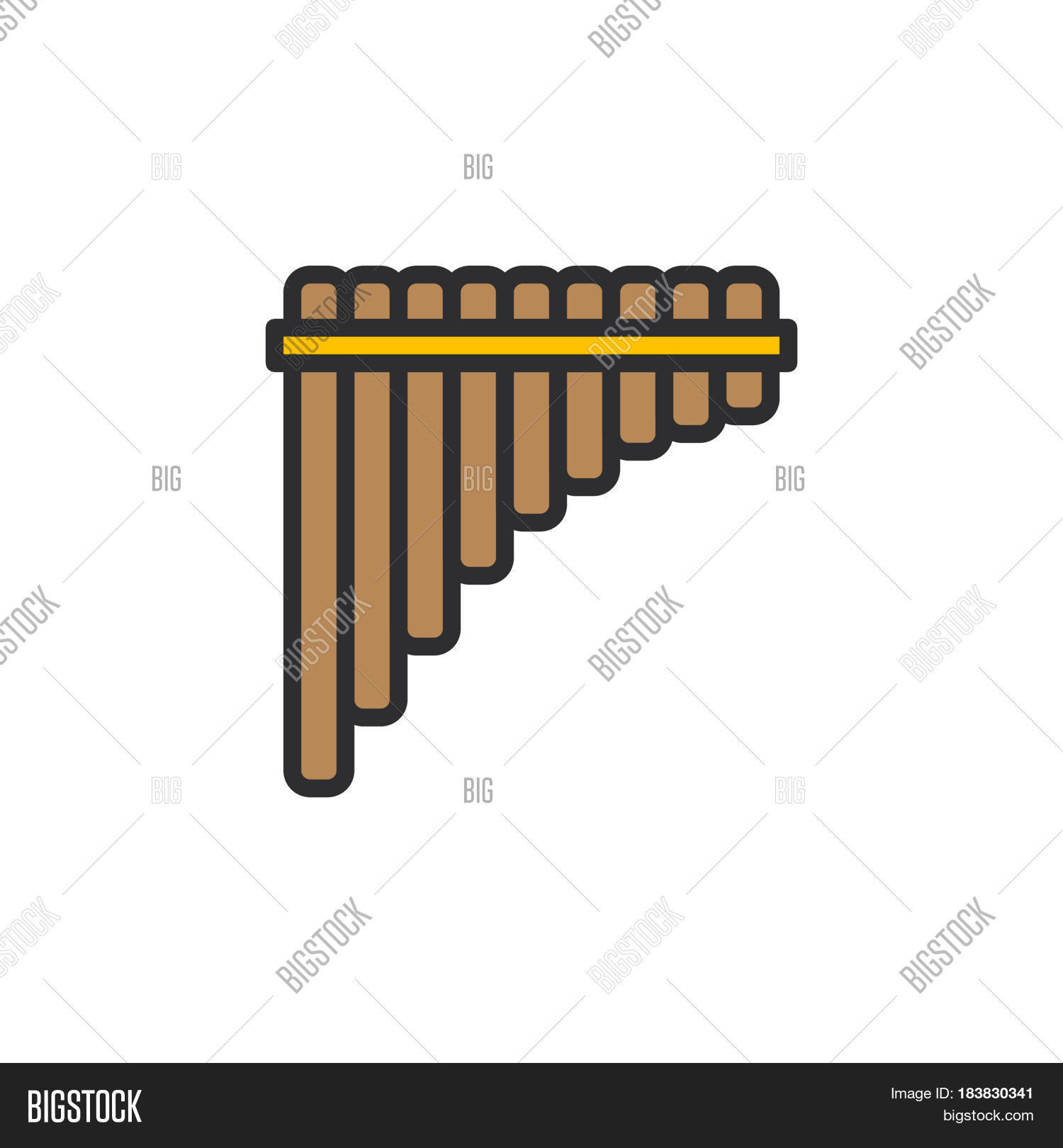 Pan Flute Line Icon Vector & Photo (Free Trial) | Bigstock
