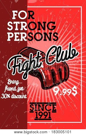 Color vintage fight club banner. Vector illustration, EPS 10