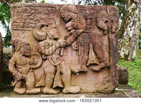 One of the reliefs in Sukuh Temple, Indonesia