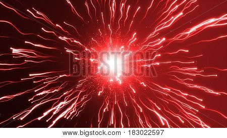A Large Explosion Of Particles Under A Microscope