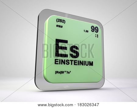 einsteinium - Es - chemical element periodic table 3d illustration