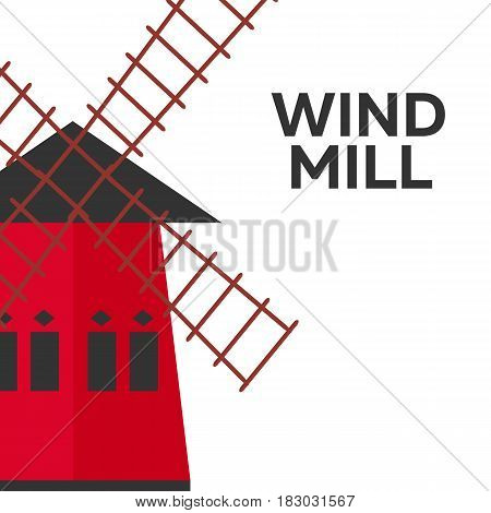 Mill Flat Design. Bakery. Vector Illustration Icon.