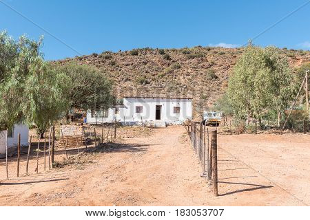 ZOAR SOUTH AFRICA - MARCH 25 2017: A street scene in Zoar a village in the Western Cape Province