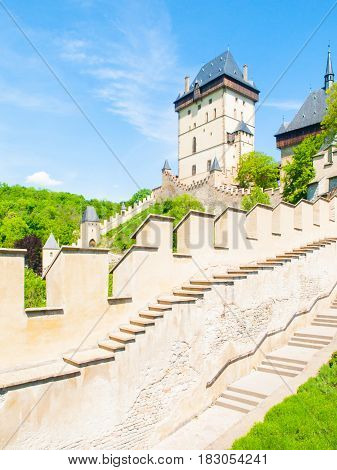 Medieval gothic royal castle Karlstejn, Czech Reoublic.