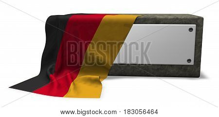 stone socket with blank sign and flag of germany - 3d rendering