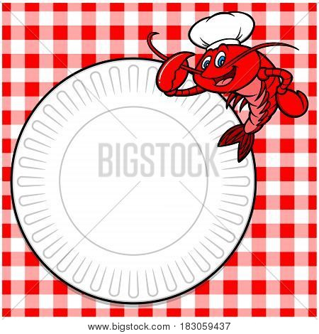 A vector illustration of a cartoon Crayfish.