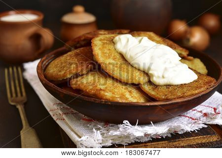 Draniki - Potato Pancakes Stuffed With Minced Meat,traditional Dish Of East Slavic Cuisine.