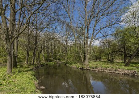 River Bilina near Stadice village in spring sunny day