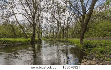 River Bilina near Stadice village in spring sunny day