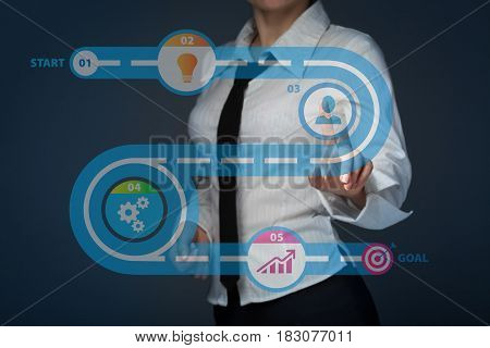Business, Technology, Internet And Network Concept. Young Man Po