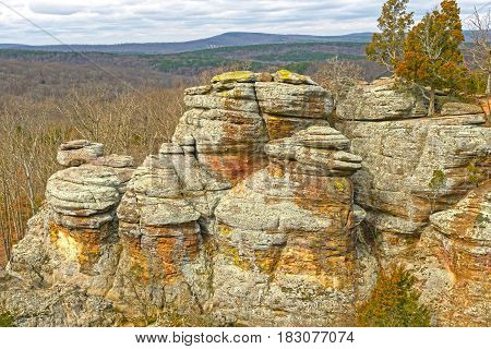 Colorful Rocks in the Wilderness in Garden of the Gods in Shawnee National Forest in Illinois