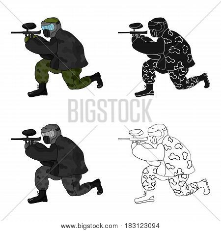 Paintball player icon in cartoon design isolated on white background. Paintball symbol stock vector illustration.