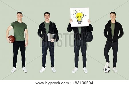 Young Adult Man Sport Player Studio Portrait Isolated