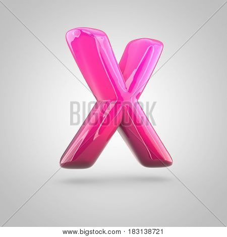 Glossy Red And Pink Gradient Paint Alphabet Letter X Uppercase Isolated On White Background