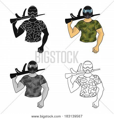 Paintball player icon in cartoon design isolated on white background. Paintball symbol stock vector illustration.