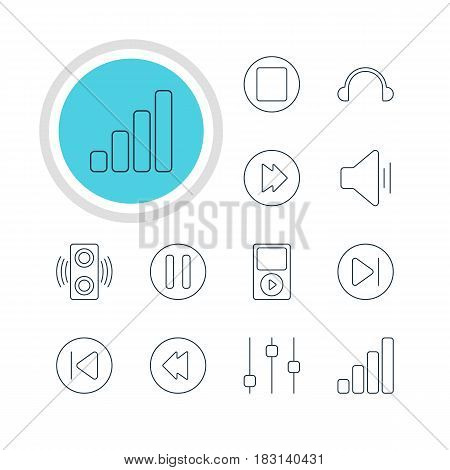 Vector Illustration Of 12 Melody Icons. Editable Pack Of Lag, Earphone, Mp3 And Other Elements.