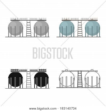 Oil refinery tank icon in cartoon style isolated on white background. Oil industry symbol vector illustration.