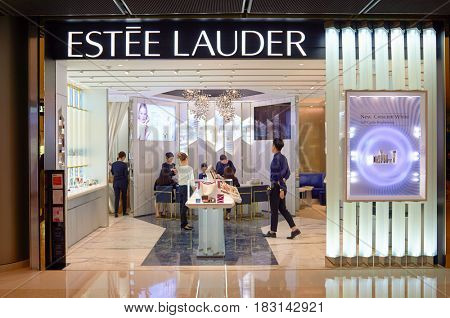 HONG KONG - MAY 05, 2015: Estee Lauder store at shopping center in Hong Kong.