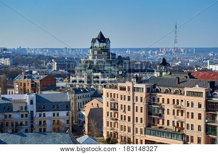 View of Kiev Ukraine Downtown in Spring
