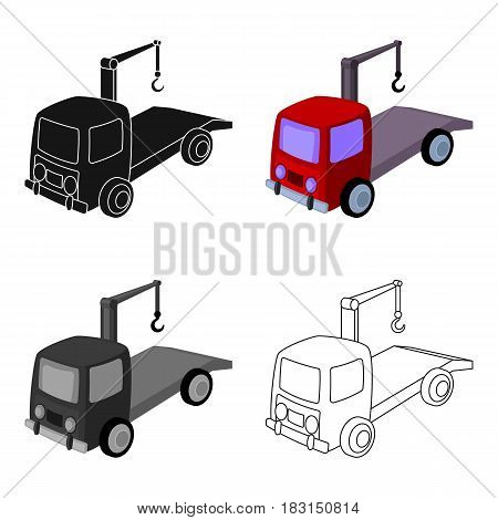 Tow truck icon in cartoon design isolated on white background. Parking zone symbol stock vector illustration.