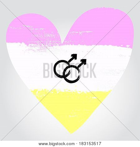 Twink Pride Flag In A Form Of Heart With Gender Symbol