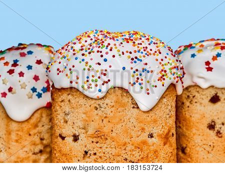 Easter cake isolated on the blue background