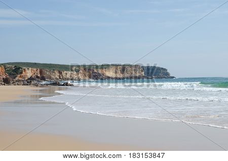 Sandy beach at Martinhal in Portugal in winter