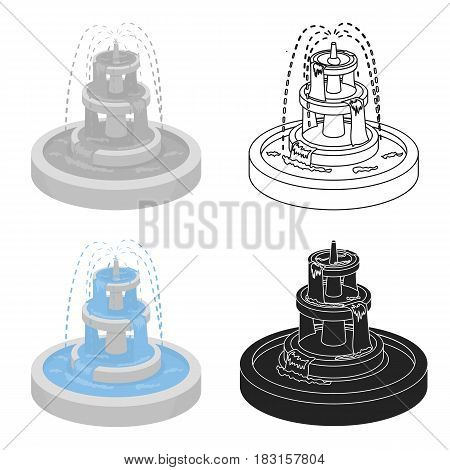 Fountain icon in cartoon style isolated on white background. Park symbol vector illustration.
