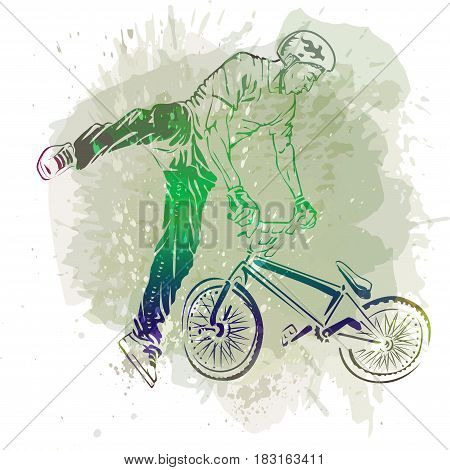 Rider Jumping On A Artistic Abstract Background