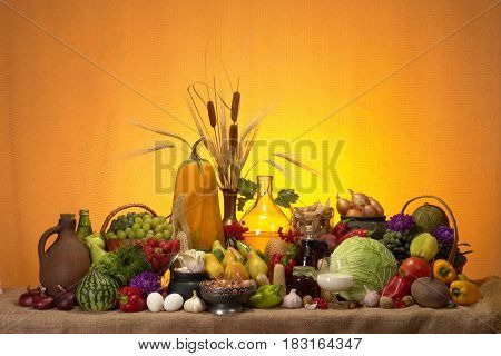 Still life isolated on a yellow background