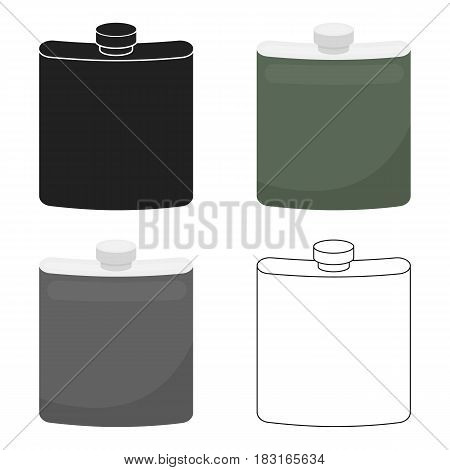 Hip flask icon in cartoon style isolated on white background. Hunting symbol vector illustration.