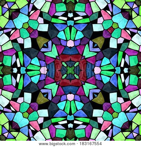 mosaic kaleidoscope seamless pattern texture background - multi colored with black grout