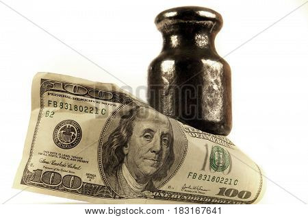 banknote 100 america dollar on a grey background