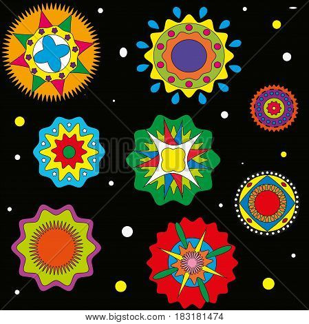 Pattern on a black background circles color