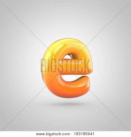 Glossy Orange And Yellow Gradient Paint Alphabet Letter E Lowercase Isolated On White Background