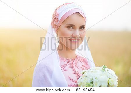 Beautiful Female Model In Traditional Bridal Costume.