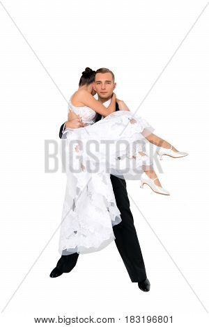 Ballrom Dance Couple In A Dance Pose Isolated On White Bachground