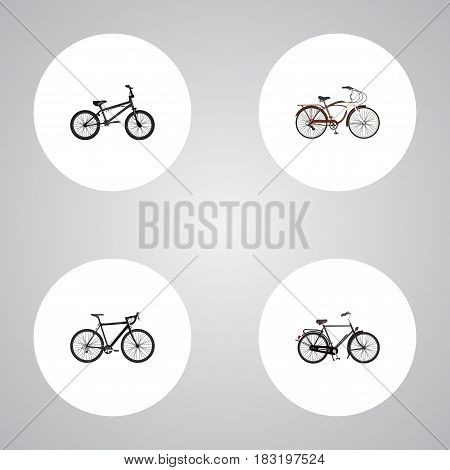 Realistic Extreme Biking, Cyclocross Drive, Journey Bike And Other Vector Elements. Set Of Sport Realistic Symbols Also Includes Bicycle, Velocipede, Cruise Objects.