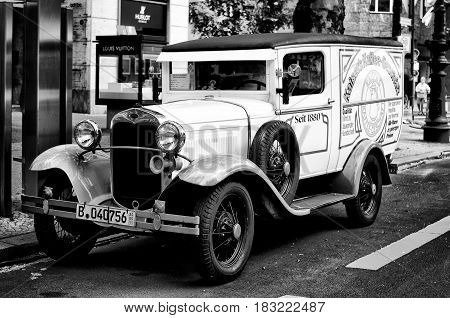 BERLIN - MAY 28: A small truck Ford Model BB (Black and White) the exhibition 
