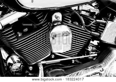 BERLIN - MAY 28: Engine Motorcycle Kawasaki (Black and White) the exhibition 