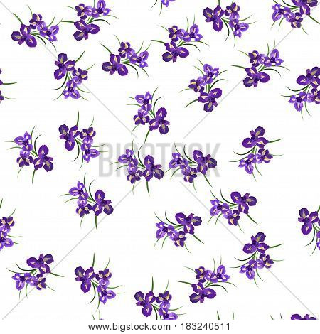 Very high quality original trendy vecotr seamless pattern with Purple Iris flowers