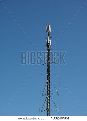 Aerial Antenna Tower Over Blue Sky