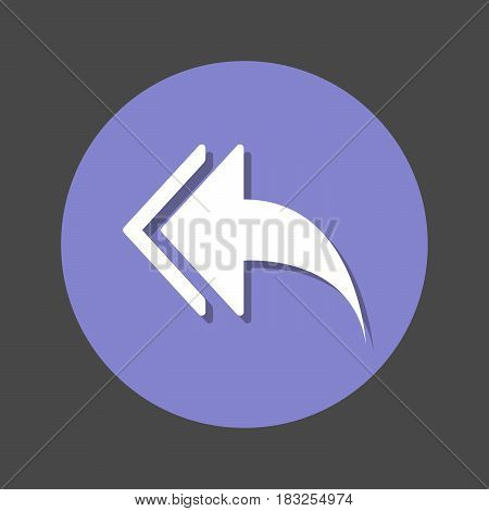 Left arrows Reply to all flat icon. Round colorful button circular vector sign with shadow effect. Flat style design