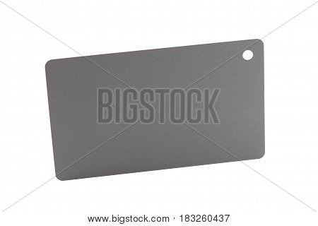 Photography gray card for white balace. Close up isolated on white background.