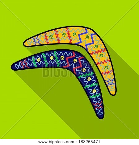 Australian boomerang icon in flat design isolated on white background. Australia symbol stock vector illustration.
