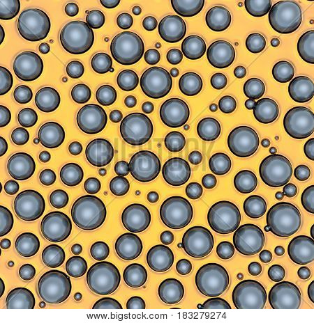 Abstract background of small rings in yellow colors. 3d rendering