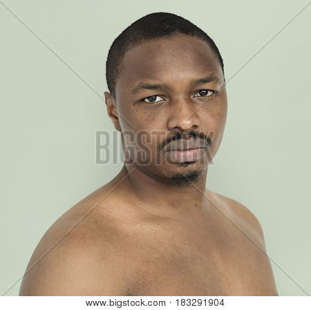 African Descent Man Barechested Studio